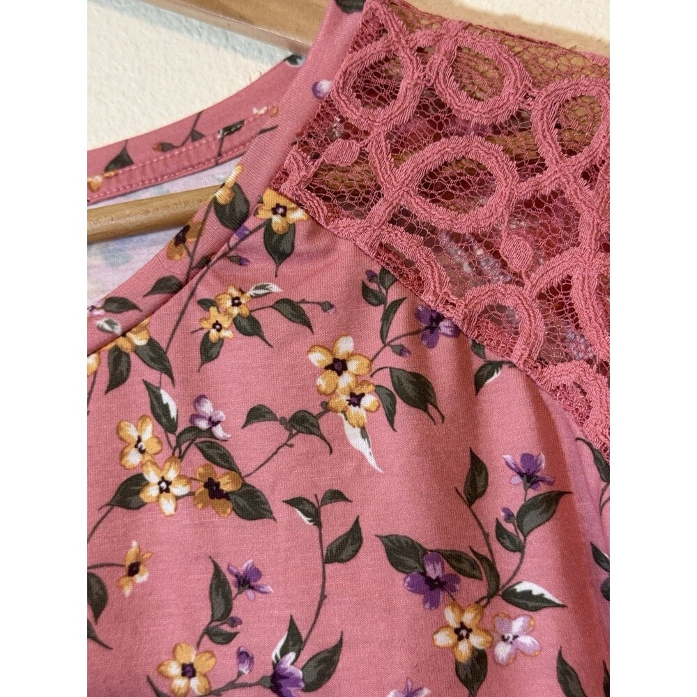 Angels Women's Short Sleeve Floral Top - peach - Size XL - Picture 6 of 8